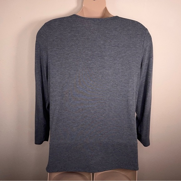 XXL Apt 9 Grey Gray Pullover Top Sweatshirt Zip Accent 3/4 Sleeve Casual Stretch - Picture 7 of 13